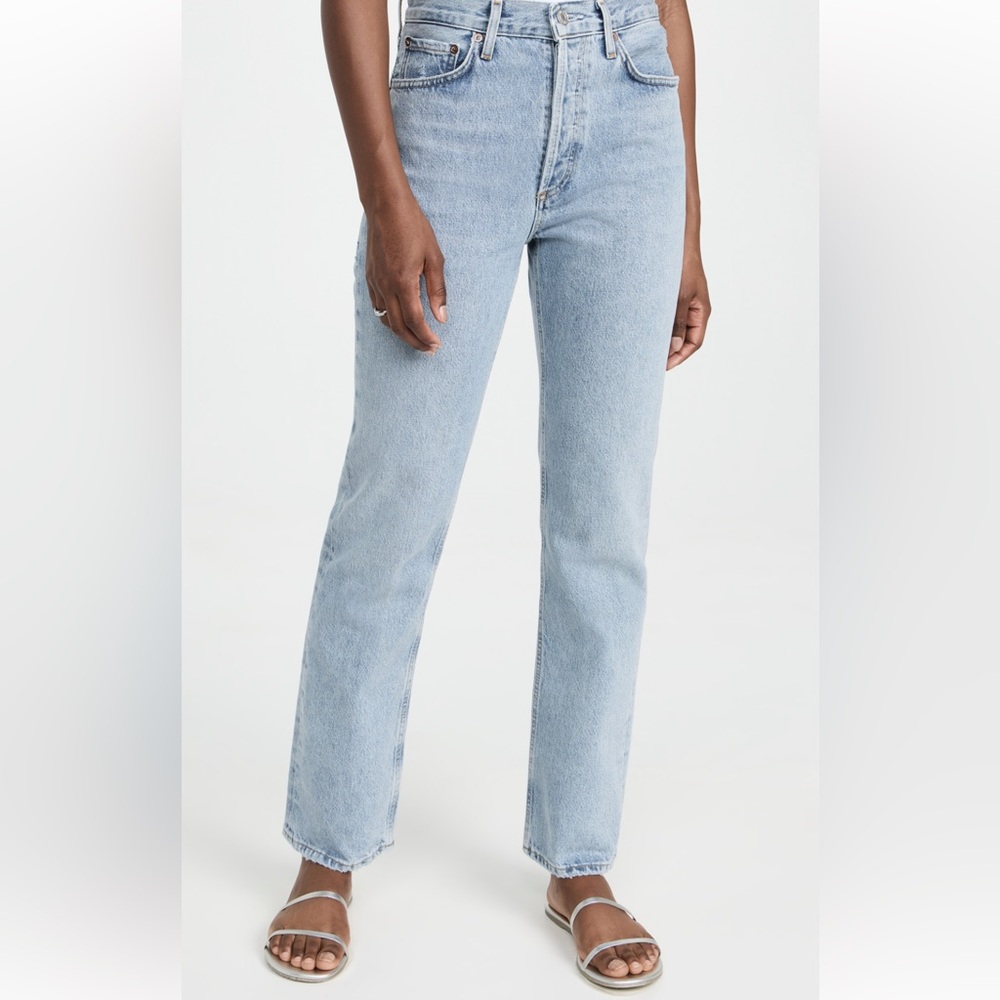 AGOLDE Lana Mid Rise Straight Jeans in Riptide